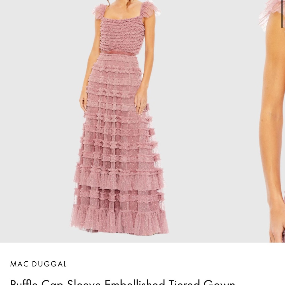 Mac Duggal Blush Ruffle Tiered Gown